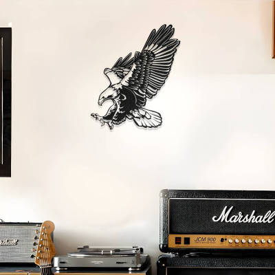 Uçan Kartal Figürlü Metal Duvar Dekoru