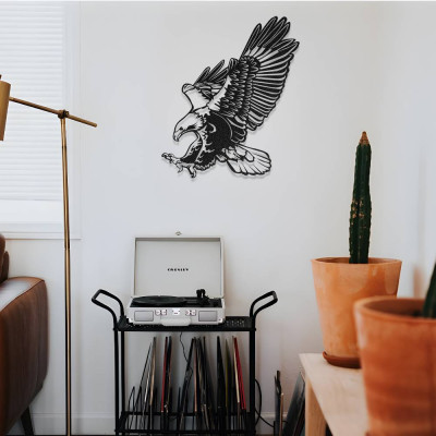 Uçan Kartal Figürlü Metal Duvar Dekoru