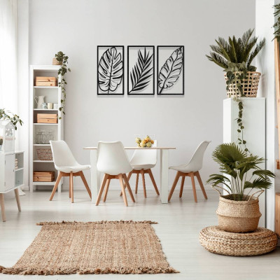 Tropikal Yapraklar 3’lü Metal Duvar Dekoru Seti