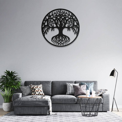 Modern Hayat Ağacı Metal Duvar Dekoru