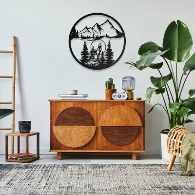 Vahşi Doğa ve Kurt Temalı Metal Duvar Dekoru