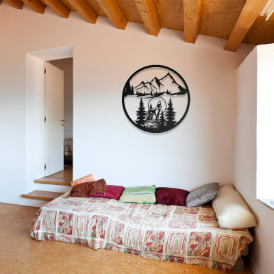 Vahşi Doğa ve Kurt Temalı Metal Duvar Dekoru