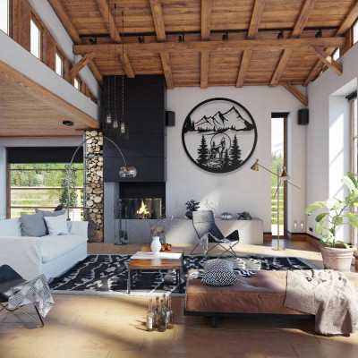 Vahşi Doğa ve Kurt Temalı Metal Duvar Dekoru