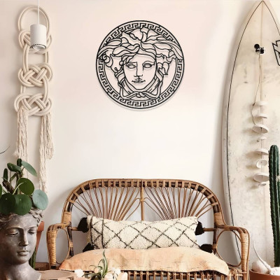 Medusa Figürlü Antik Stil Metal Duvar Dekoru