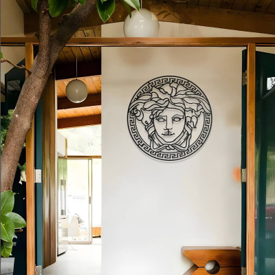 Medusa Figürlü Antik Stil Metal Duvar Dekoru