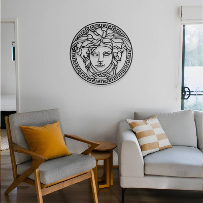 Medusa Figürlü Antik Stil Metal Duvar Dekoru