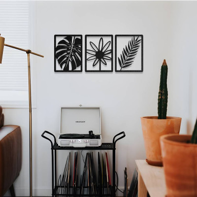 Çiçek ve Yaprak Desenli 3’lü Metal Duvar Dekoru Seti Çiçek ve Yaprak Desenli 3’lü Metal Duvar Dekoru Seti