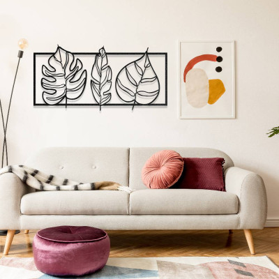 Modern Yaprak Desenli Metal Duvar Dekoru