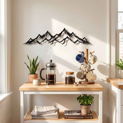 Dağ Silüeti Metal Duvar Tablosu Salon Dekoru Minimalist Dağ Metal Tablo