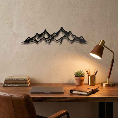Dağ Silüeti Metal Duvar Tablosu Salon Dekoru Minimalist Dağ Metal Tablo