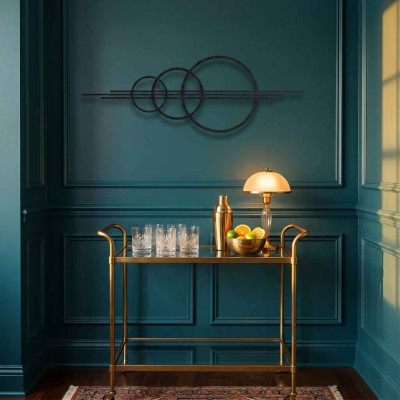 Üçlü Çember Soyut Metal Duvar Tablosu Salon Koridor Dekoru Geometrik Minimalist Metal Tablo