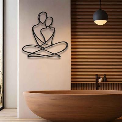 Çift Line Art Metal Duvar Tablosu Salon Yatak Odası Dekoru Sevgi Metal Tablo