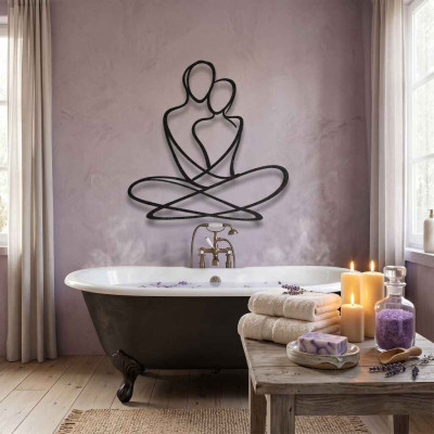 Çift Line Art Metal Duvar Tablosu Salon Yatak Odası Dekoru Sevgi Metal Tablo