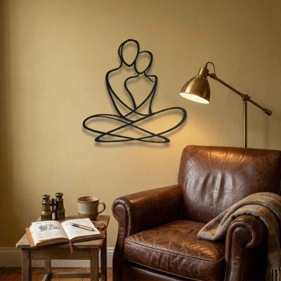 Çift Line Art Metal Duvar Tablosu Salon Yatak Odası Dekoru Sevgi Metal Tablo