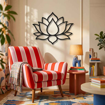 Lotus Çiçeği Metal Duvar Tablosu Salon Meditasyon Dekoru Lotus Zen Metal Tablo