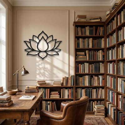 Lotus Çiçeği Metal Duvar Tablosu Salon Meditasyon Dekoru Lotus Zen Metal Tablo