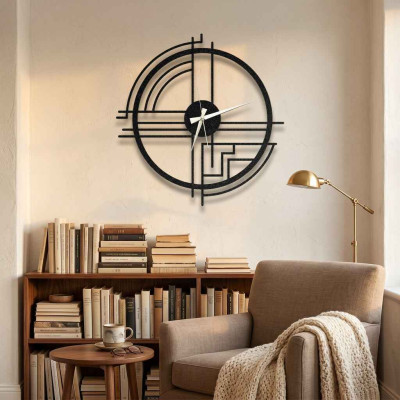 Art Deco Geometrik Metal Duvar Saati Modern Endüstriyel Rakamsız Saat