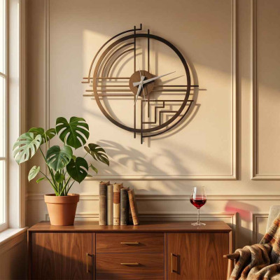 Art Deco Geometrik Metal Duvar Saati Modern Endüstriyel Rakamsız Saat