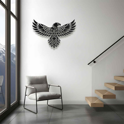 Kartal Metal Duvar Tablosu Salon Dekoru Etnik Desenli Kartal Metal Tablo