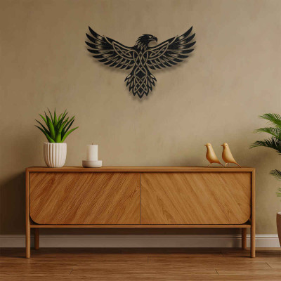 Kartal Metal Duvar Tablosu Salon Dekoru Etnik Desenli Kartal Metal Tablo
