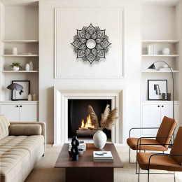 Mandala Çiçek Deseni Metal Duvar Tablosu Salon Meditasyon Dekoru Boho Mandala Metal Tablo