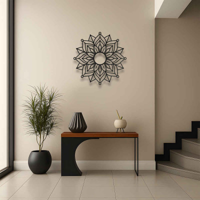 Mandala Metal Duvar Tablosu Salon Meditasyon Dekoru Minimal Mandala Metal Tablo