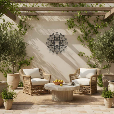Mandala Metal Duvar Tablosu Salon Meditasyon Dekoru Minimal Mandala Metal Tablo