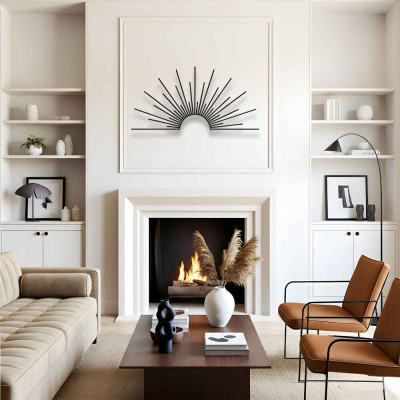 Güneş Işınları Metal Duvar Tablosu Salon Dekoru Minimalist Metal Tablo