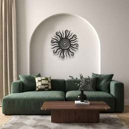 Alevli Güneş Spiral Metal Duvar Tablosu Giriş Holü Salon Dekoru Boho Güneş Metal Tablo