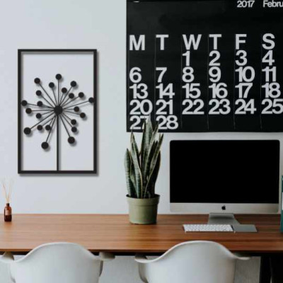 Çerçeveli Karahindiba Duvar Oda Ev Aksesuarı Metal Tablo 