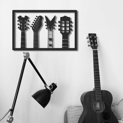 Dörtlü Gitar Duvar Oda Ev Aksesuarı Metal Tablo 