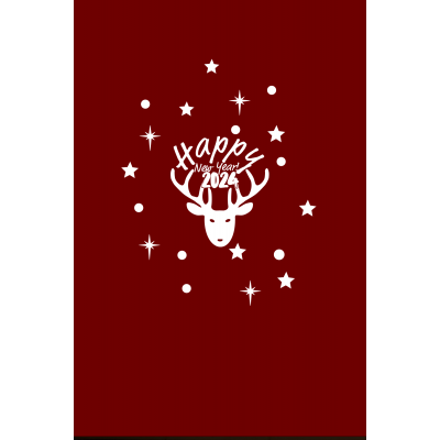 Sevimli Geyik Başı Happy New Year Yazısı Yeni Yıl Yılbaşı Vitrin Cam Sticker