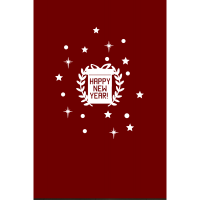 Hediye Kutusu ve Happy New Year Yazısı Yeni Yıl Yılbaşı Vitrin Cam Sticker