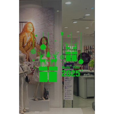 Hediye Paketleri Üzerinde Duran Geyikler Yılbaşı Süslemeleri 115x108cm