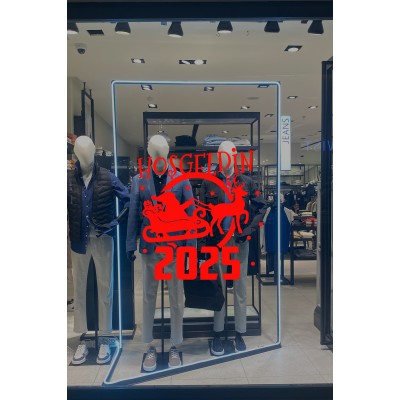 Geyik ve Noel Baba Kar Taneleri ve Hoşgeldin 2025 Yazısı Yılbaşı Süslemeleri