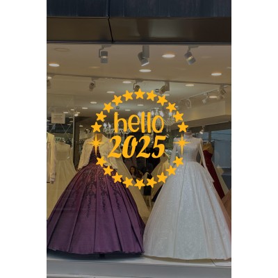 Dönen Yıldızlar ve Hello 2025 Yılbaşı Süslemeleri Yeni Yıl Yılbaşı Vitrin Cam Sticker Dönen Yıldızlar ve Hello 2025 Yılbaşı Süslemeleri Yeni Yıl Yılbaşı Vitrin Cam Sticker