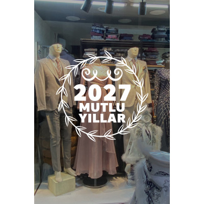 Yeni Yıla Özel 2027 Mutlu Yıllar Yazısı Taç Süslemesi Yılbaşı Stickerları