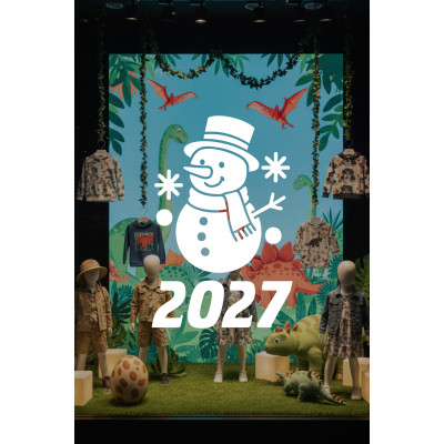 2027 Kardan Adam Cam Çıkartması - Yılbaşı Cam Vitrin Sticker 2027 Kardan Adam Cam Çıkartması - Yılbaşı Cam Vitrin Sticker