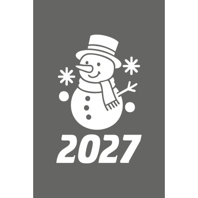 2027 Kardan Adam Cam Çıkartması - Yılbaşı Cam Vitrin Sticker