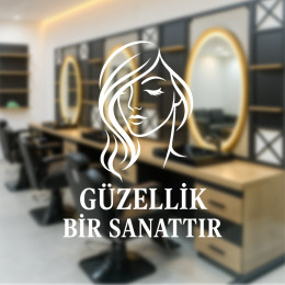 Güzellik Bir Sanattır – Kadın Silüetli Cam Vitrin Stickerı
