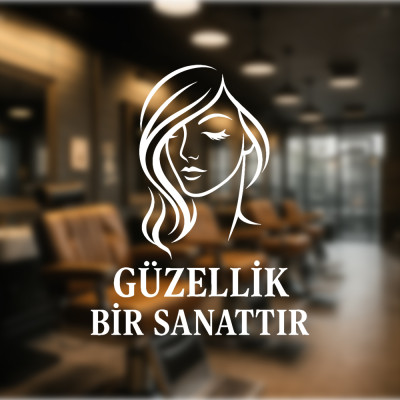 Güzellik Bir Sanattır – Kadın Silüetli Cam Vitrin Stickerı