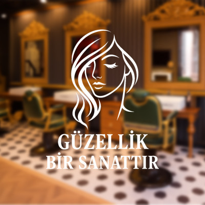 Güzellik Bir Sanattır – Kadın Silüetli Cam Vitrin Stickerı