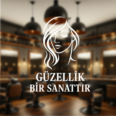 Güzellik Bir Sanattır – Kadın Silüetli Cam Vitrin Stickerı