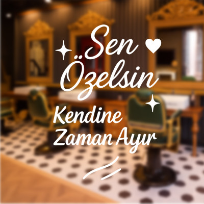 Vitrin Cam Sticker - Şeffaf Zemin Beyaz Yazı