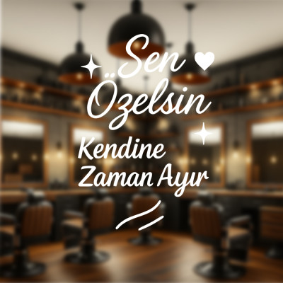 Vitrin Cam Sticker - Şeffaf Zemin Beyaz Yazı