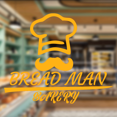  Fırın Ve Pastanelere Özel Bread Man Sticker Yapıştırma