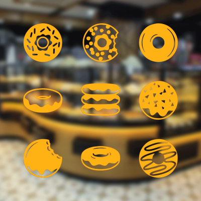 Fırın Ve Pastanelere Özel Donut Çeşitleri Sticker Yapıştırma