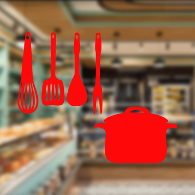  Fırın Ve Pastanelere Özel Mutfak Gereçleri  Sticker Yapıştırma