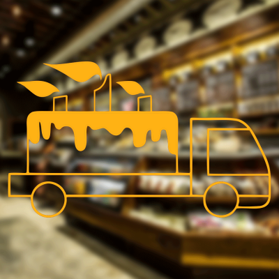  Fırın Ve Pastanelere Özel Pasta Kamyonu Sticker Yapıştırma