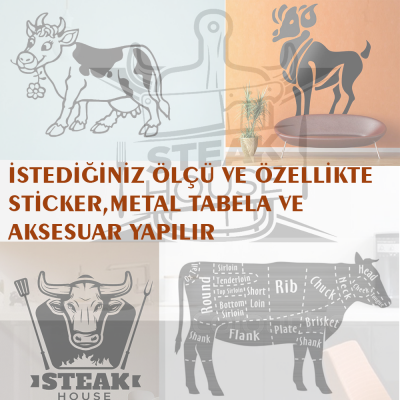  Kasap Ve Steak Houselara Özel Boynuz İsimli Sticker Yapıştırma